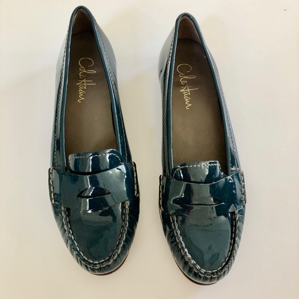 Cole Haan deep teal patent leather loafers; 8 1/2